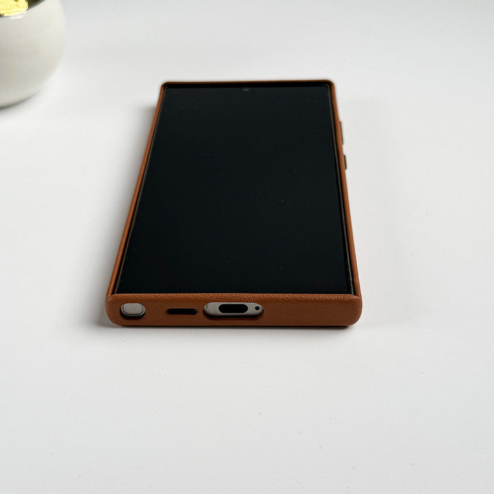 Samsung Galaxy S24 Ultra PU Leather Case With Alloy Camera Bumper