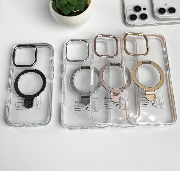 iPhone 16 Series Metal Stand Side Bump Crystal Clear Cover