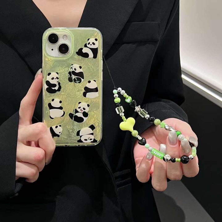 iPhone Green Panda Cover With Charm holder