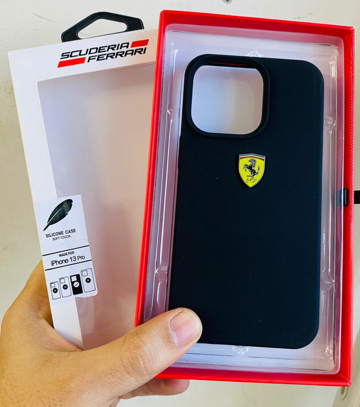 iPhone 15 Series Red Ferrari Sports Car Logo Silicone Case Cover