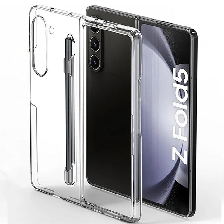 Samsung Galaxy Z Fold 5 Transparent Cristal Hard Shell Cover Case With S-Pent