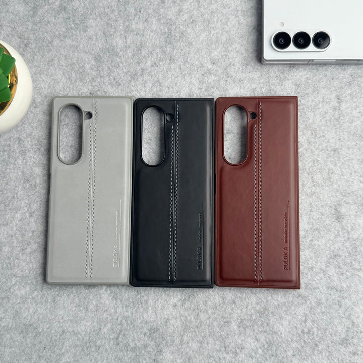 Samsung Galaxy Z Fold 6 PU Leather Middle Stitch Case Cover