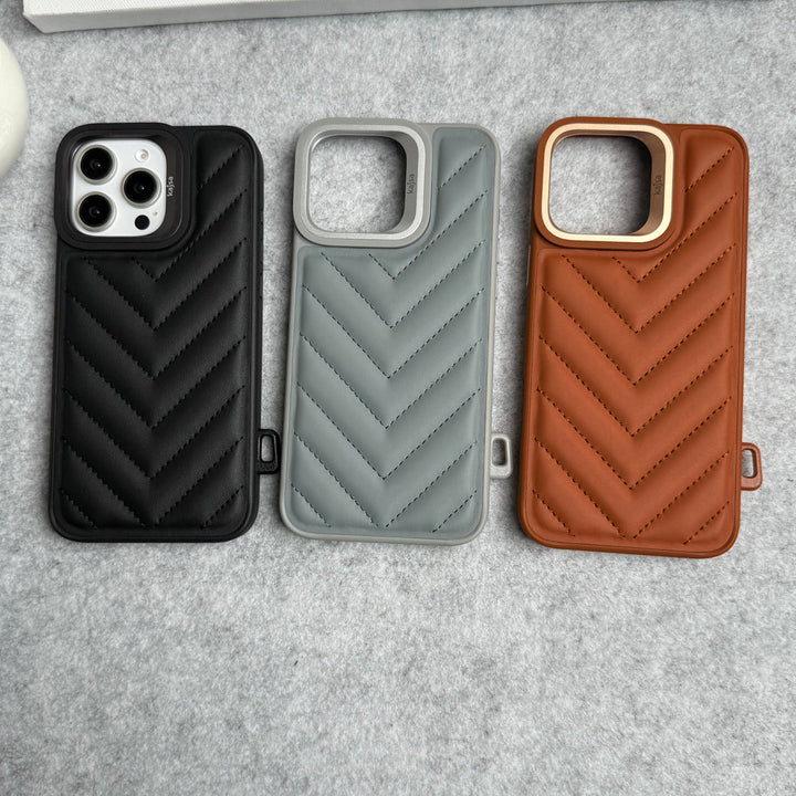 iPhone 16 Pro Max PUFF Leather Metallic Camera Frame Case Cover