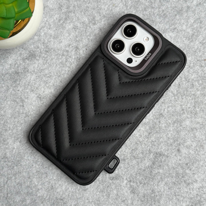 iPhone 16 Pro Max PUFF Leather Metallic Camera Frame Case Cover