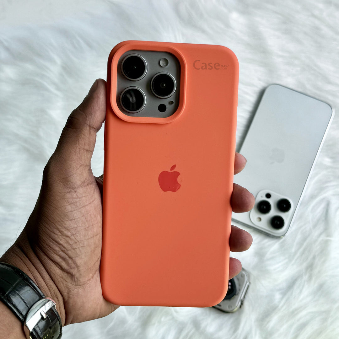 iPhone Liquid Silicone Case Cover (Light Orange)