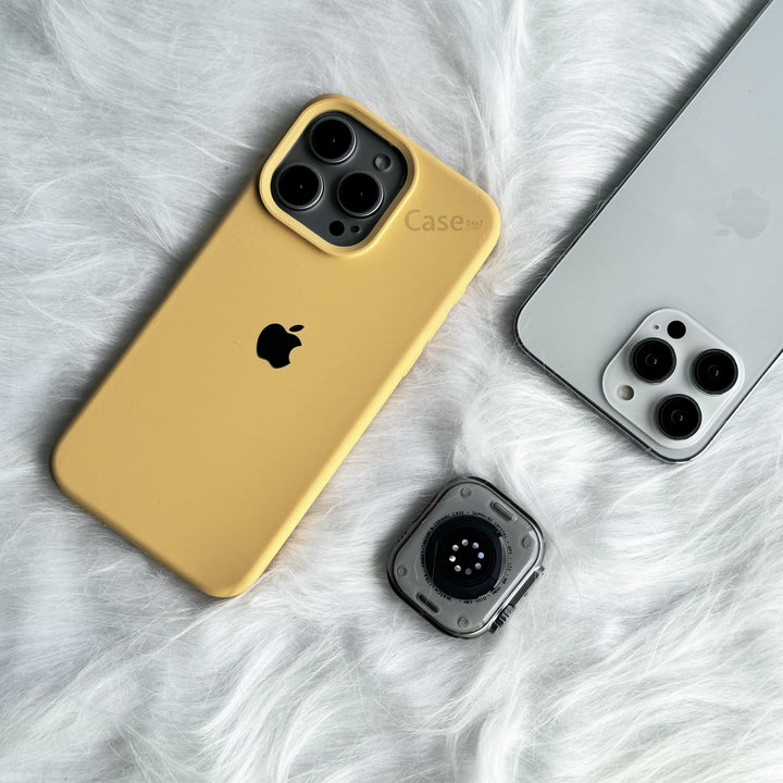 iPhone Liquid Silicone Case Cover (Mustard Yellow)