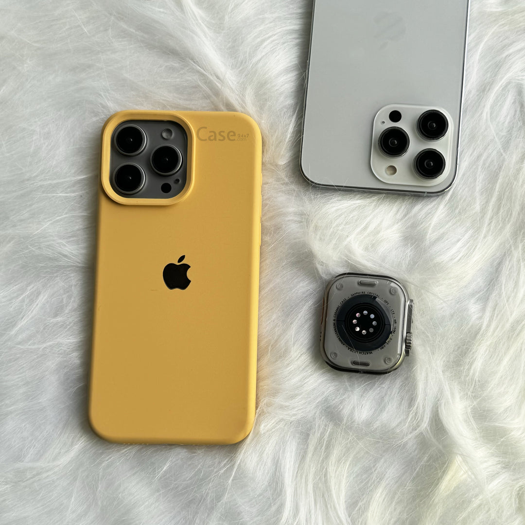 iPhone Liquid Silicone Case Cover (Mustard Yellow)