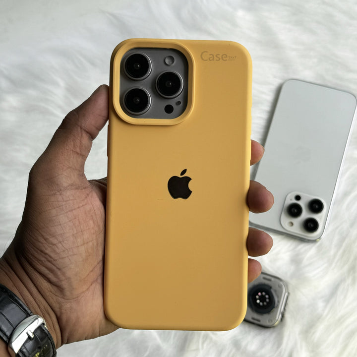 iPhone Liquid Silicone Case Cover (Mustard Yellow)