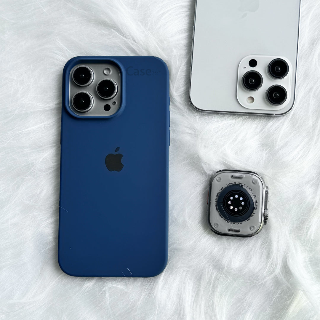 iPhone Liquid Silicone Case Cover (Navy Blue)