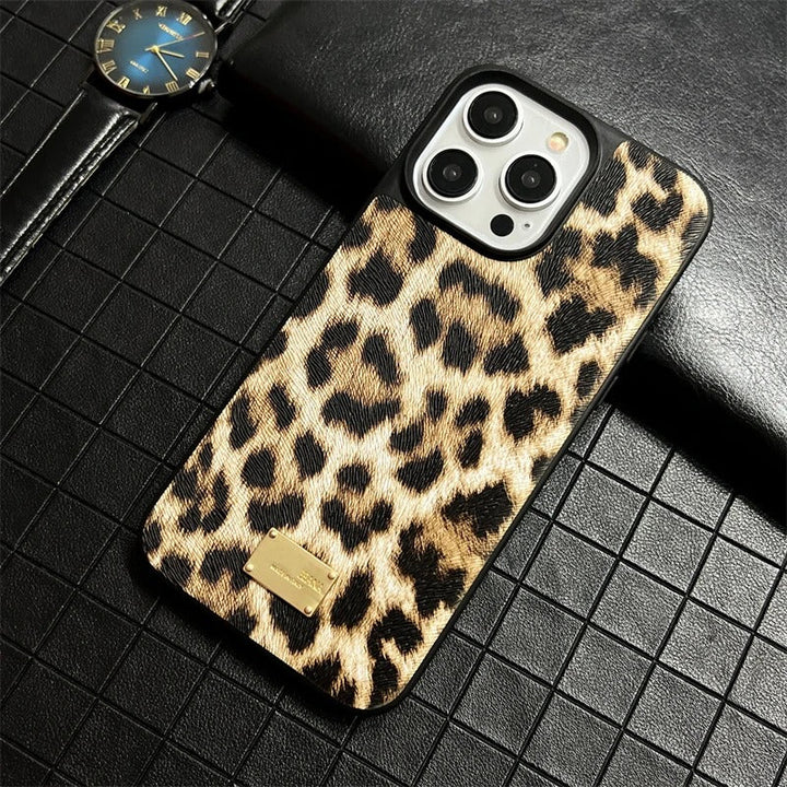 iPhone 15 Series Luxury DG Leopard Pattern Case Cover