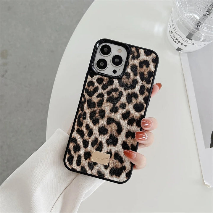 iPhone 15 Series Luxury DG Leopard Pattern Case Cover