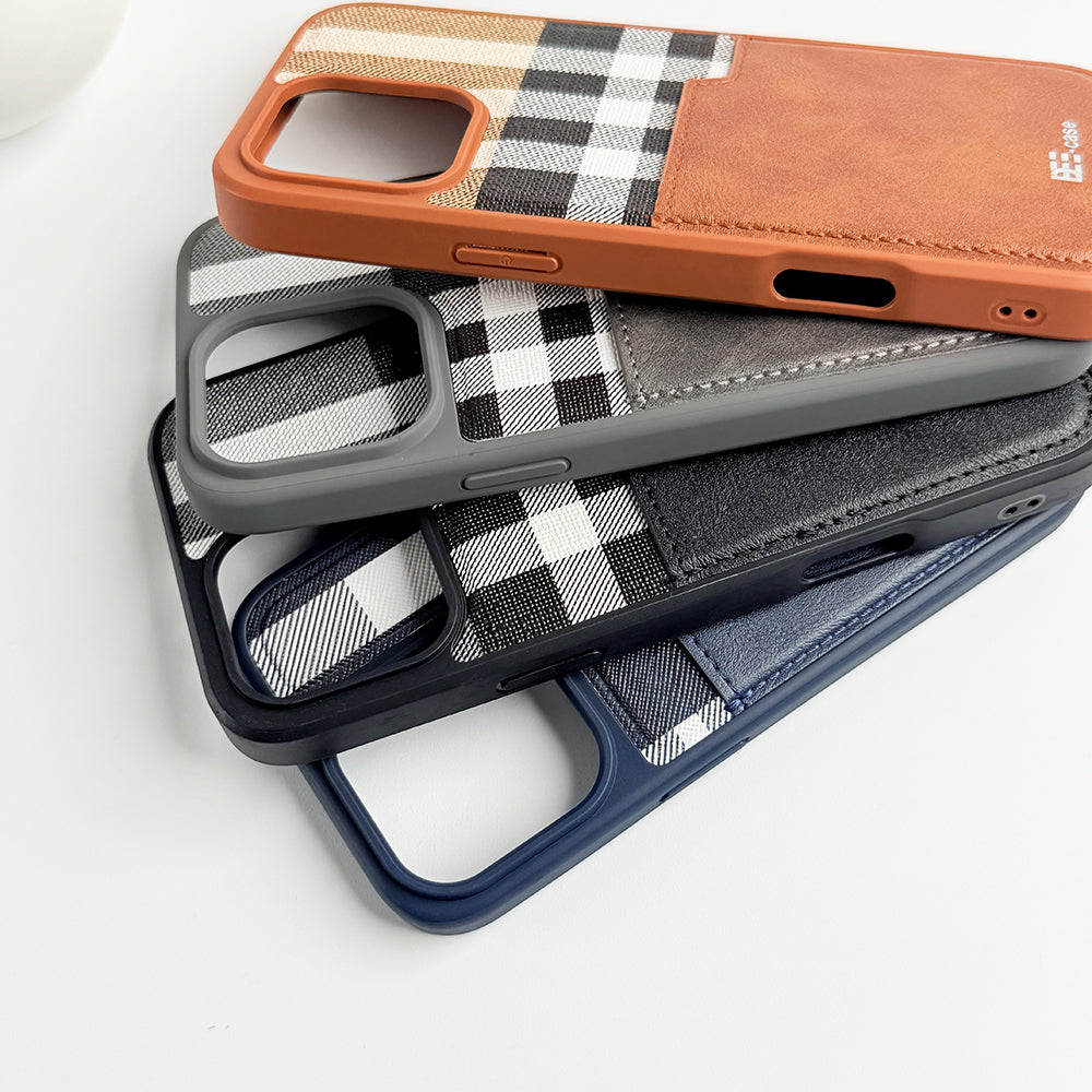 iPhone 16 Series Checks Pattern Card Holder Case Cover