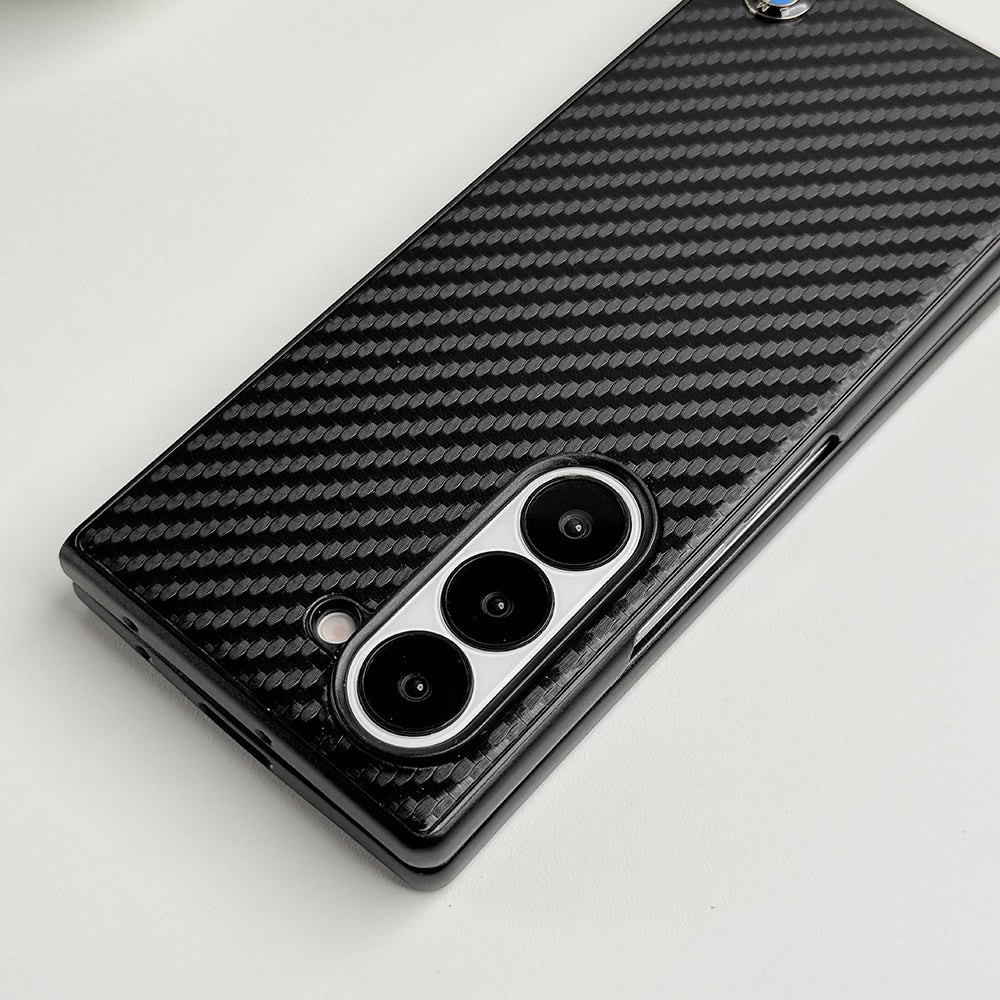 Samsung Galaxy Z Fold 6 BMW Sports Car Logo Carbon Fiber Texture Case Cover