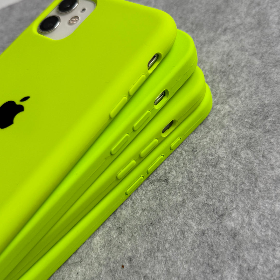 iPhone 16 Series Liquid Silicone Case Cover (Neon Green)