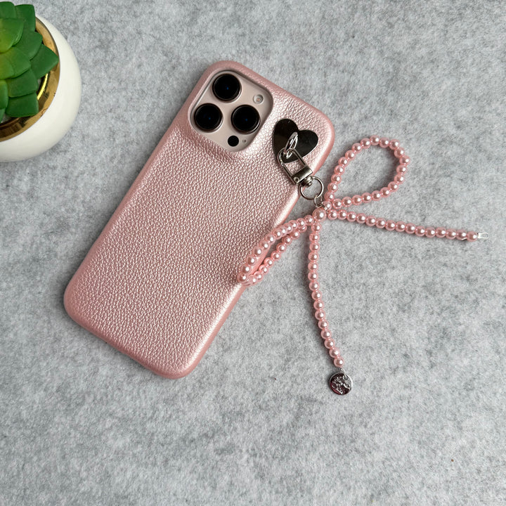 iPhone 15 Series PU Leather Handing Bow Charm Case