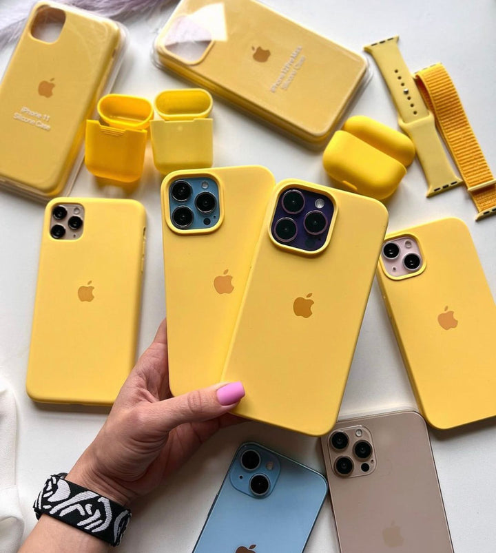 iPhone 15 Series Liquid Silicone Case Cover (Mustard Yellow)