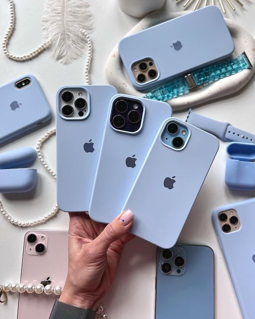 iPhone 15 Series Liquid Silicone Case Cover (Baby Blue)