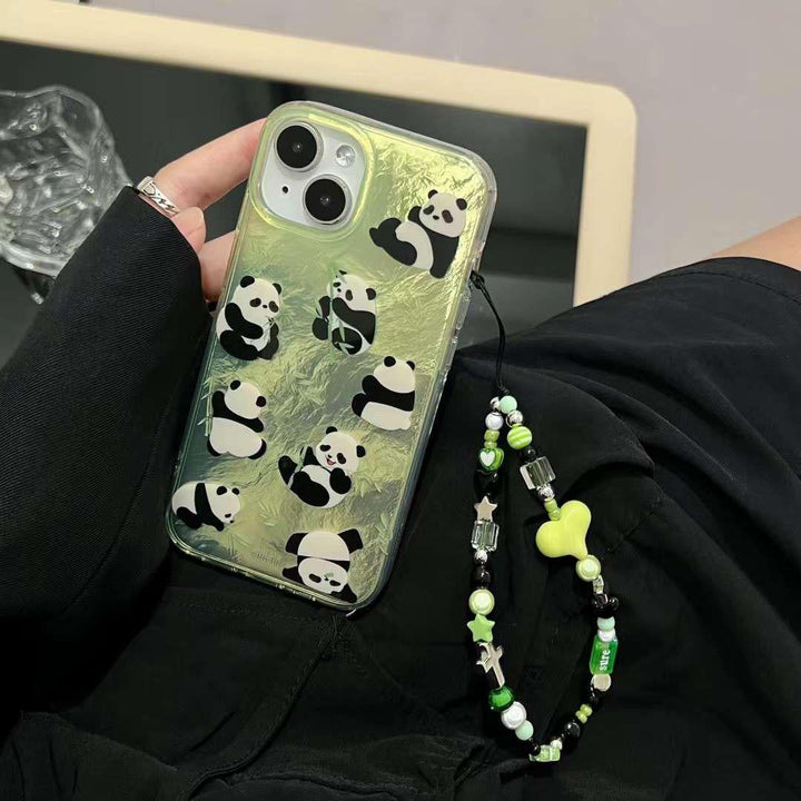 iPhone Green Panda Cover With Charm holder