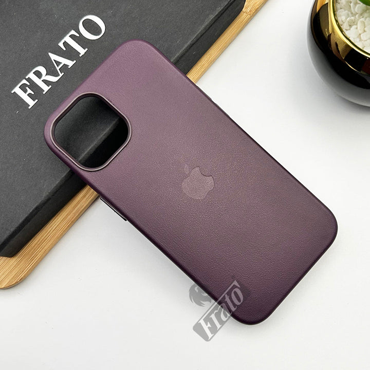 iPhone 15 Series Luxury Leather Texture With Logo Shockproof Case Cover