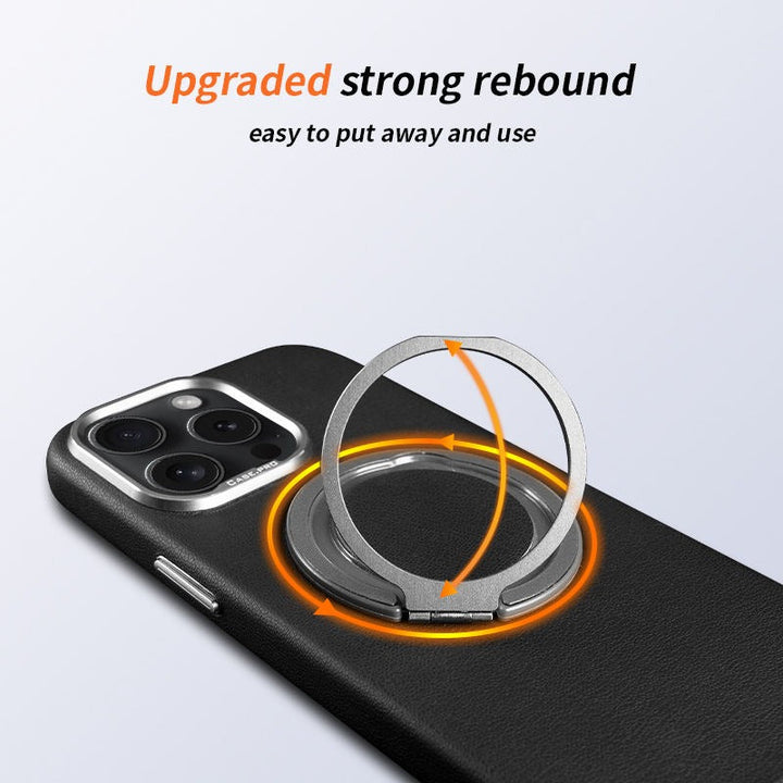 iPhone 16 Series 360 angle Rotating Stand PU Leather Phone Case