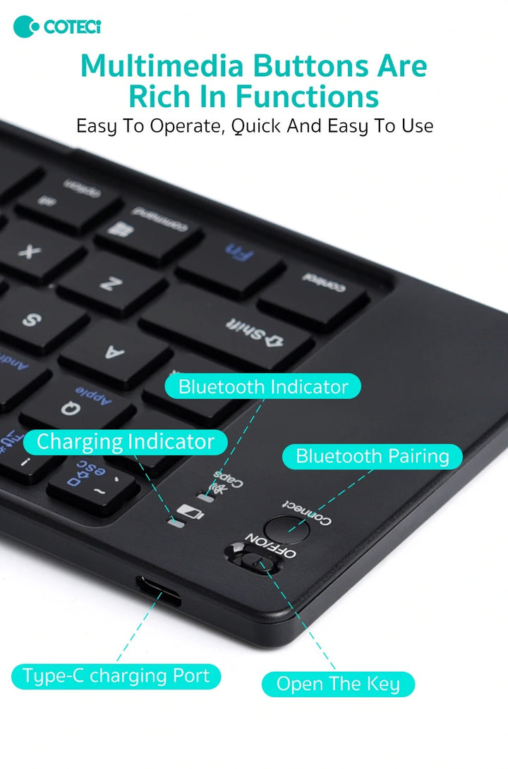 Folding Bluetooth Wireless Compact Portable Keyboard