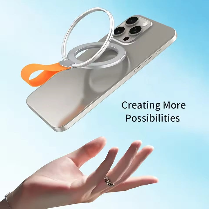 Magnetic Foldable Finger Ring Hanging Rope Holder Rotatable Phone Stand