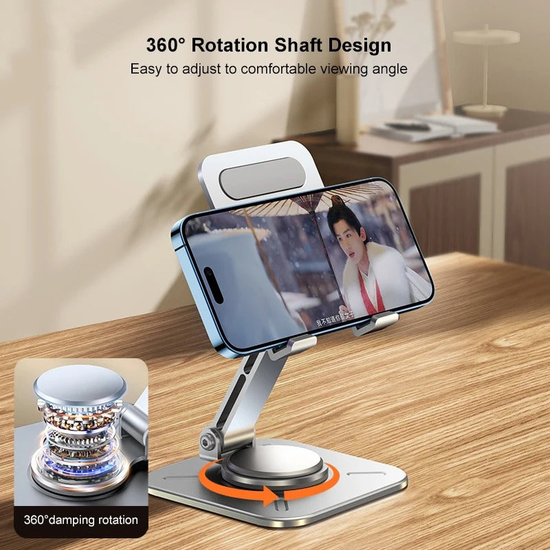 Aluminum Alloy 360° Rotating Adjustable Folding Mobile Phone Stand Holder (Dark Grey)