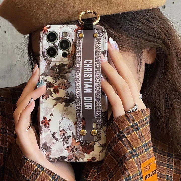 iPhone Luxury CD White Floral Strap Belt Case Cover