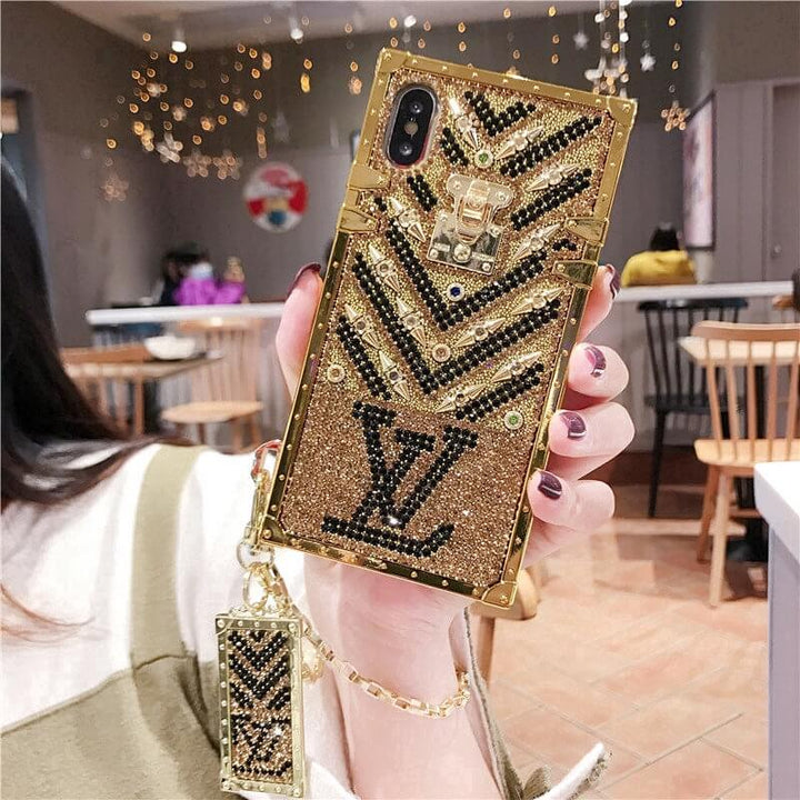 iPhone Luxury Diamond Bling Golden Trunk Phone Case freeshipping - Case24x7