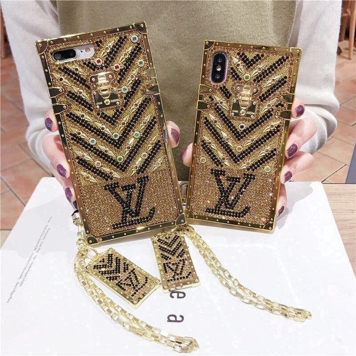 iPhone Luxury Diamond Bling Golden Trunk Phone Case freeshipping - Case24x7