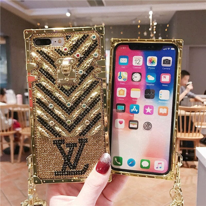 iPhone Luxury Diamond Bling Golden Trunk Phone Case freeshipping - Case24x7