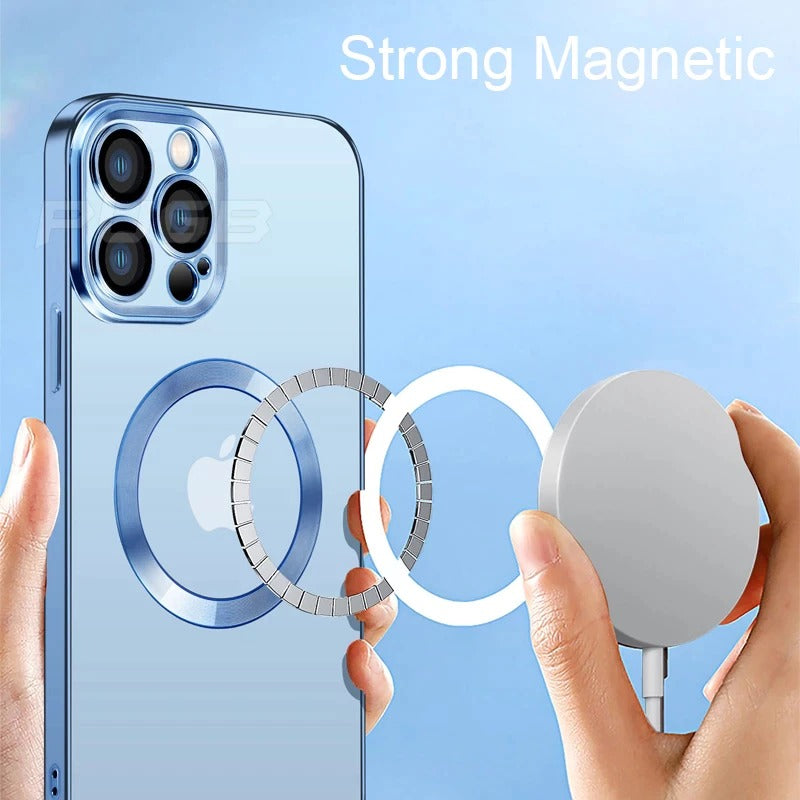 iPhone Magsafe Magnetic Transparent Phone Case With Lens Protector