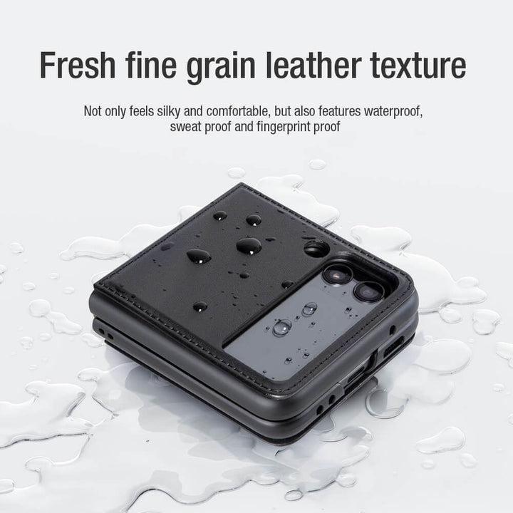 Samsung Galaxy Z Flip 4 5G Qin Vegan leather Cover ( Black )