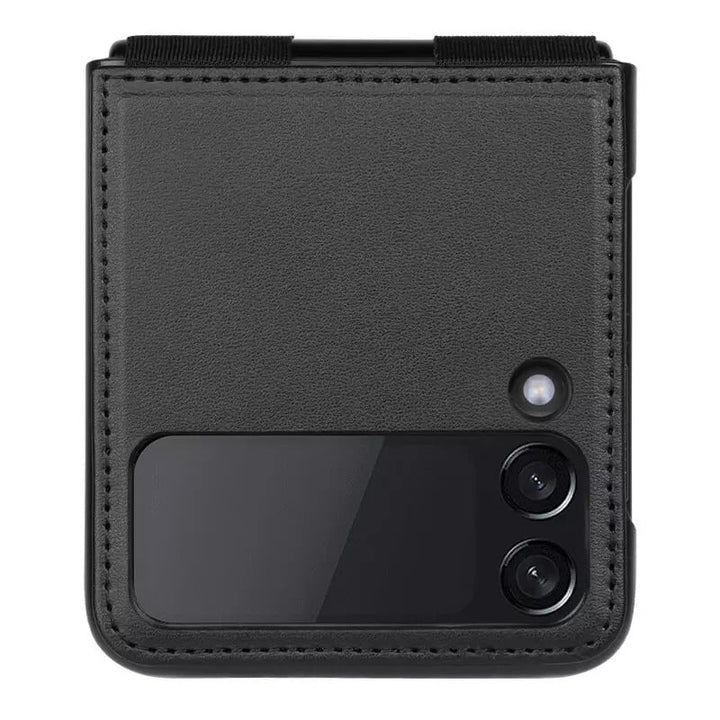 Samsung Galaxy Z Flip 4 5G Qin Vegan leather Cover ( Black )