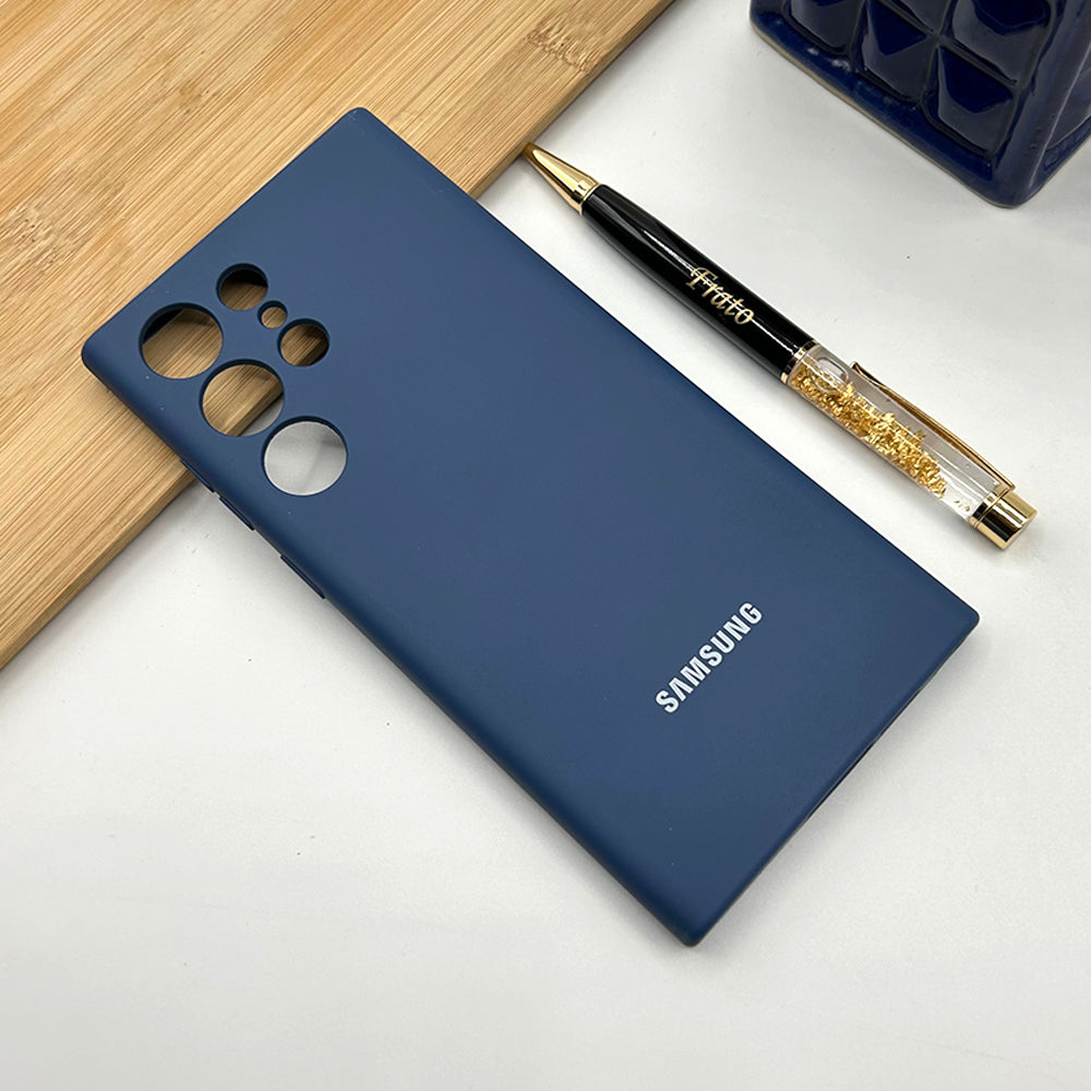Samsung Galaxy S23 Ultra Liquid Silicone Case Cover (Dark Blue)
