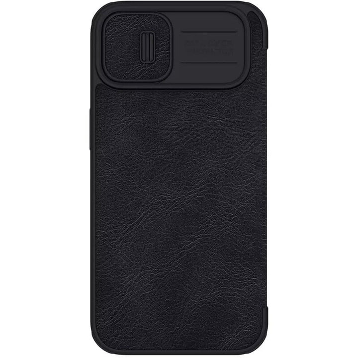 iPhone 14 Camera Protection QIN Leather Flip Case Black