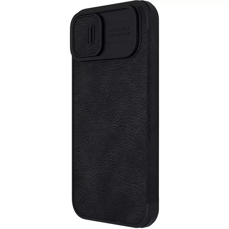 iPhone 14 Camera Protection QIN Leather Flip Case Black