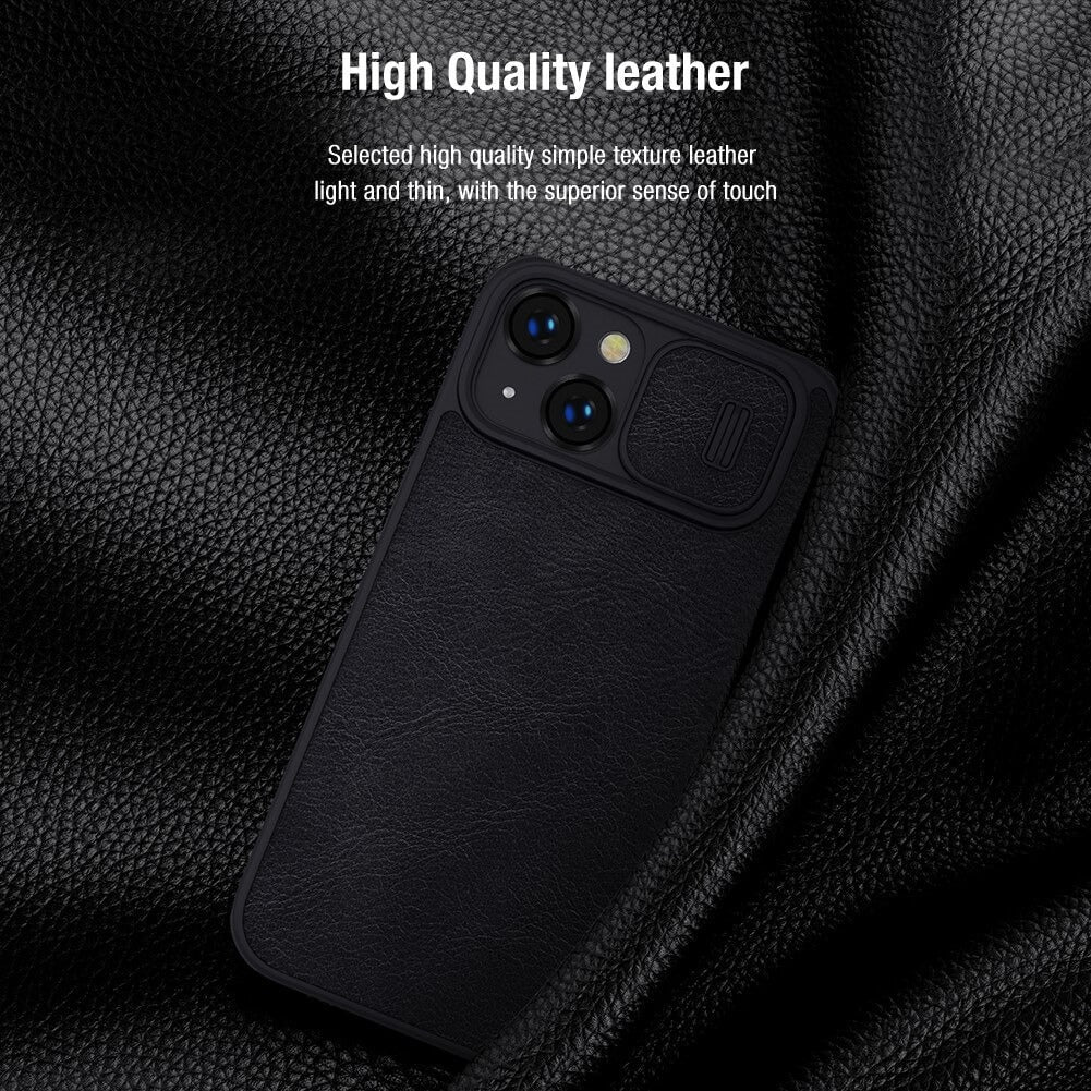 iPhone 13 Camera Protection QIN Leather Flip Case Black