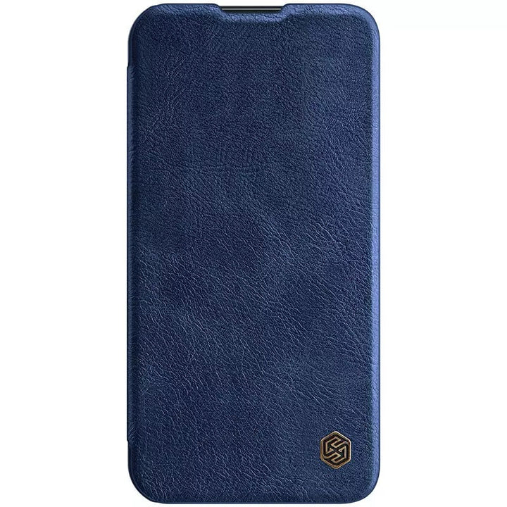 iPhone 14 Camera Protection QIN Leather Flip Case Blue