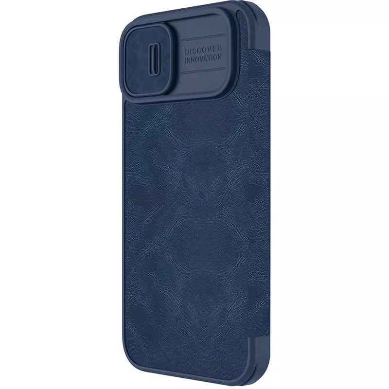 iPhone 14 Camera Protection QIN Leather Flip Case Blue
