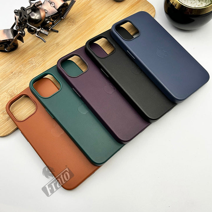 iPhone Luxury Leather Texture With Logo Shockproof Case Cover