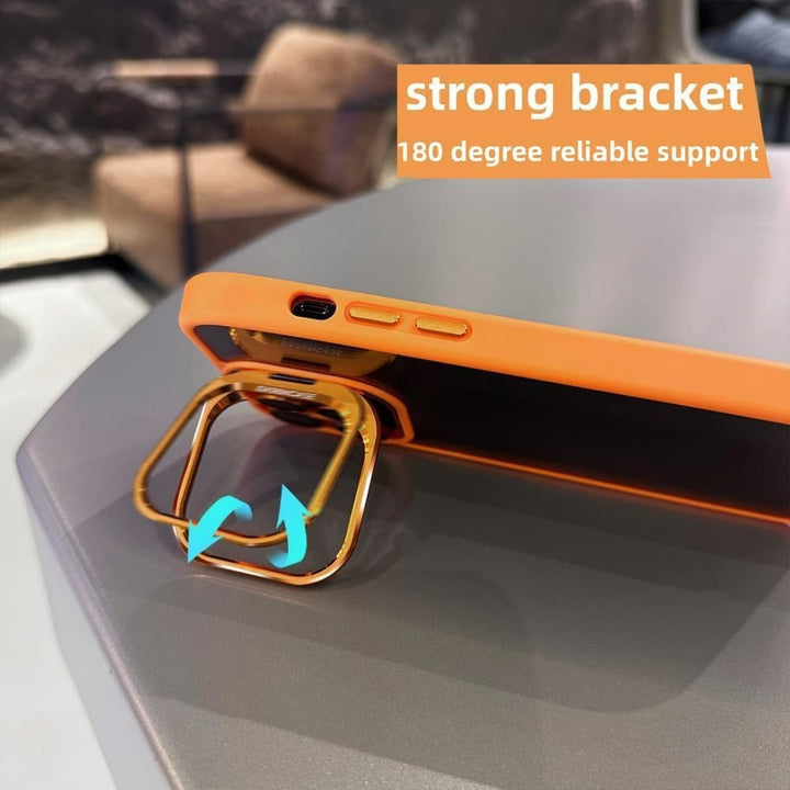 iPhone Hollow Flipping Lens Bracket Case Cover ( Orange Edition )